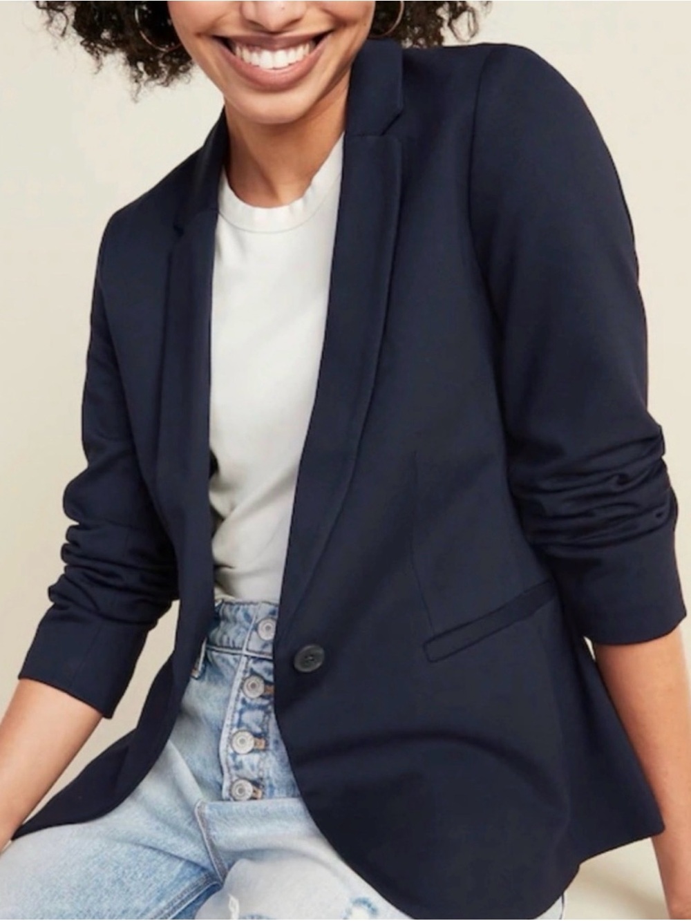 Old Navy Classic Ponte Knit Blazer Navy Blue XL